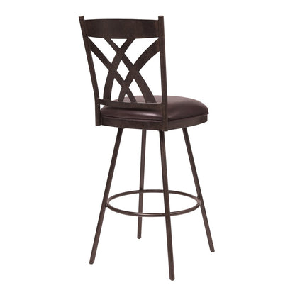26" Brown Fabric And Iron Counter Height Bar Chair HomeRoots