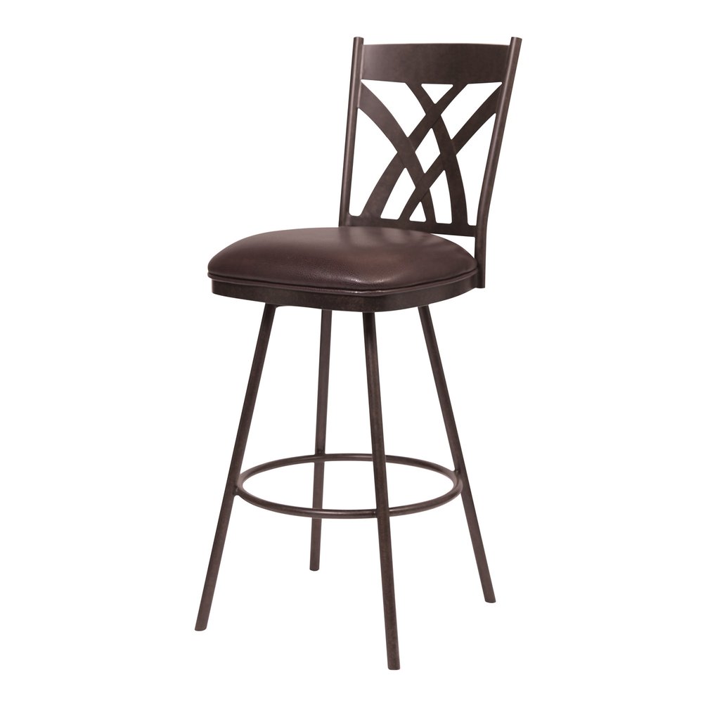26" Brown Fabric And Iron Counter Height Bar Chair HomeRoots