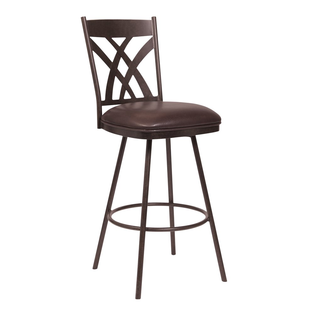 26" Brown Fabric And Iron Counter Height Bar Chair HomeRoots