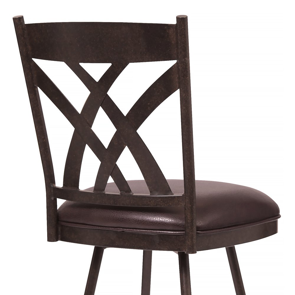 26" Brown Fabric And Iron Counter Height Bar Chair HomeRoots