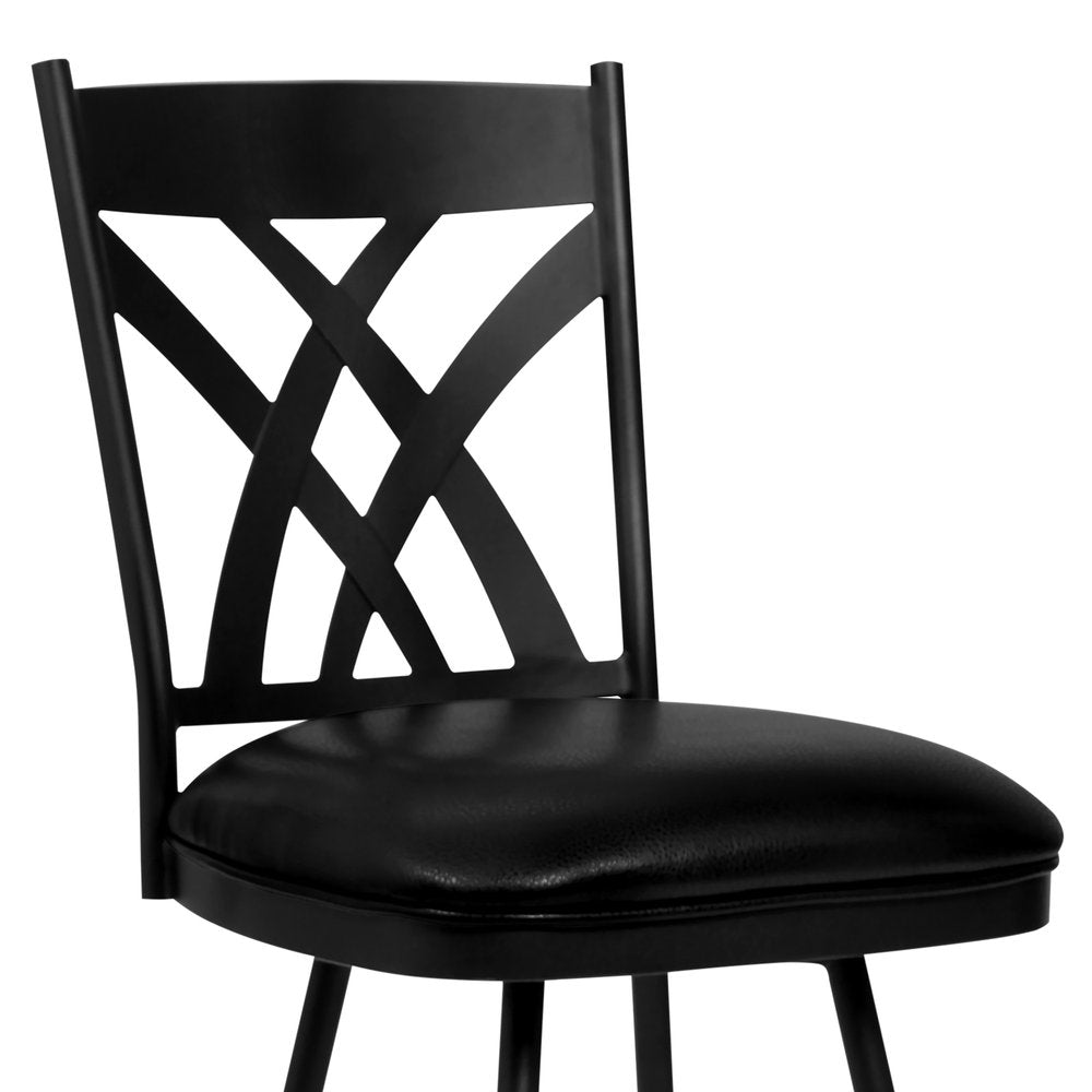26" Black Fabric And Iron Counter Height Bar Chair HomeRoots