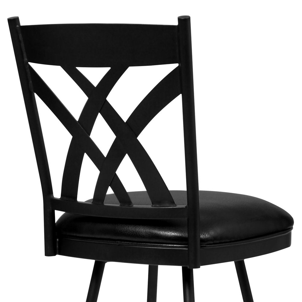 26" Black Fabric And Iron Counter Height Bar Chair HomeRoots