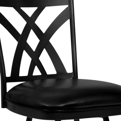 26" Black Fabric And Iron Counter Height Bar Chair HomeRoots
