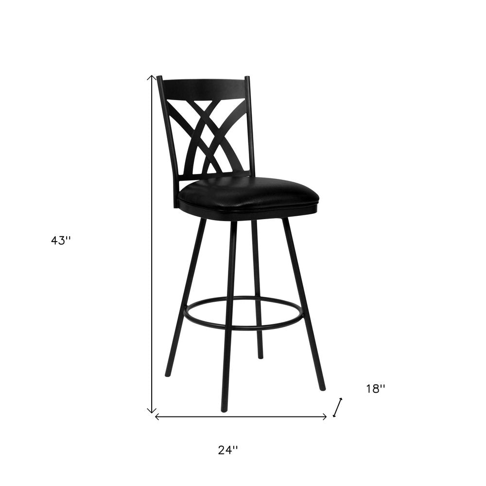 26" Black Fabric And Iron Counter Height Bar Chair HomeRoots