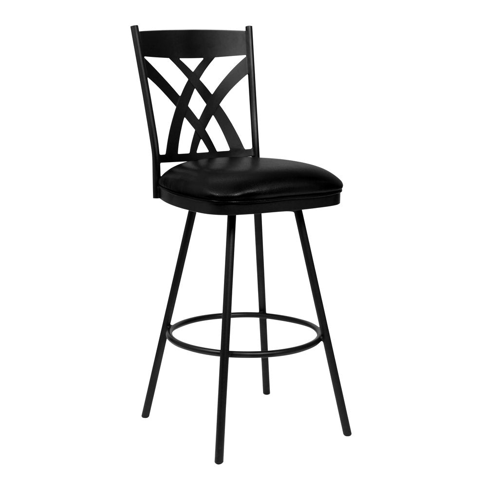 26" Black Fabric And Iron Counter Height Bar Chair HomeRoots