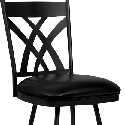 26" Black Fabric And Iron Counter Height Bar Chair HomeRoots
