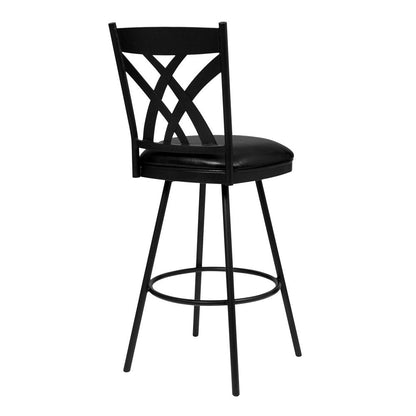 26" Black Fabric And Iron Counter Height Bar Chair HomeRoots