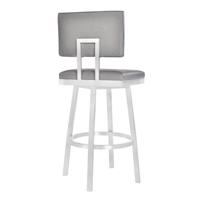 26" Light Gray And Silver Iron Swivel Counter Height Bar Chair HomeRoots