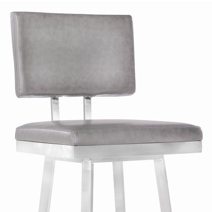 26" Light Gray And Silver Iron Swivel Counter Height Bar Chair HomeRoots