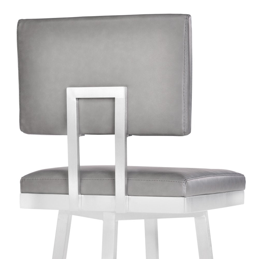 26" Light Gray And Silver Iron Swivel Counter Height Bar Chair HomeRoots