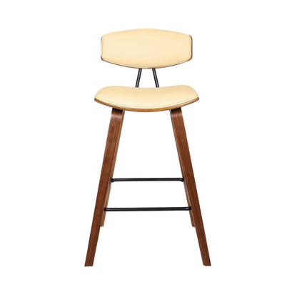 26" Cream And Brown Fabric And Iron Low Back Counter Height Bar Chair HomeRoots
