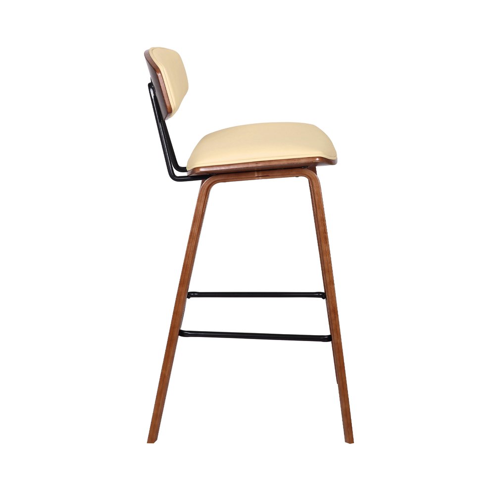 26" Cream And Brown Fabric And Iron Low Back Counter Height Bar Chair HomeRoots