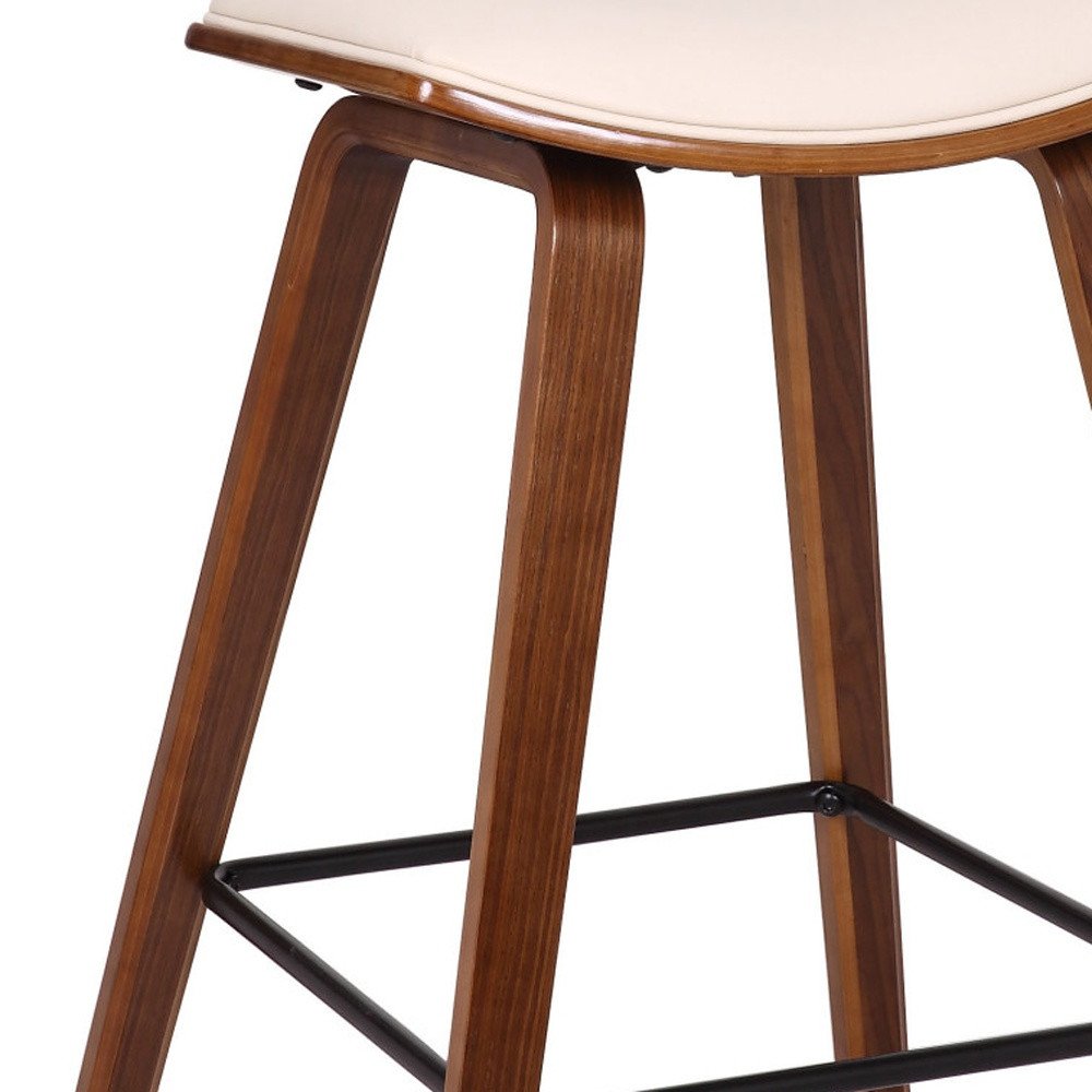 26" Cream And Brown Fabric And Iron Low Back Counter Height Bar Chair HomeRoots