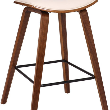 26" Cream And Brown Fabric And Iron Low Back Counter Height Bar Chair HomeRoots