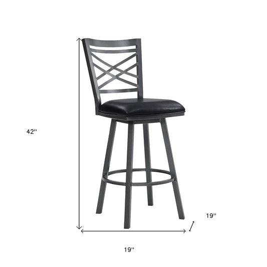 26" Black Iron Counter Height Bar Chair - FurniFindUSA