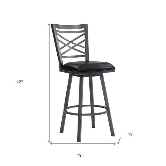 26" Black Iron Counter Height Bar Chair