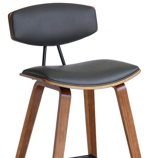 26" Gray And Brown Fabric And Iron Low Back Counter Height Bar Chair HomeRoots