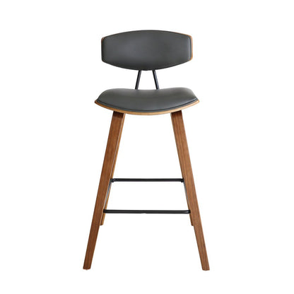 26" Gray And Brown Fabric And Iron Low Back Counter Height Bar Chair HomeRoots