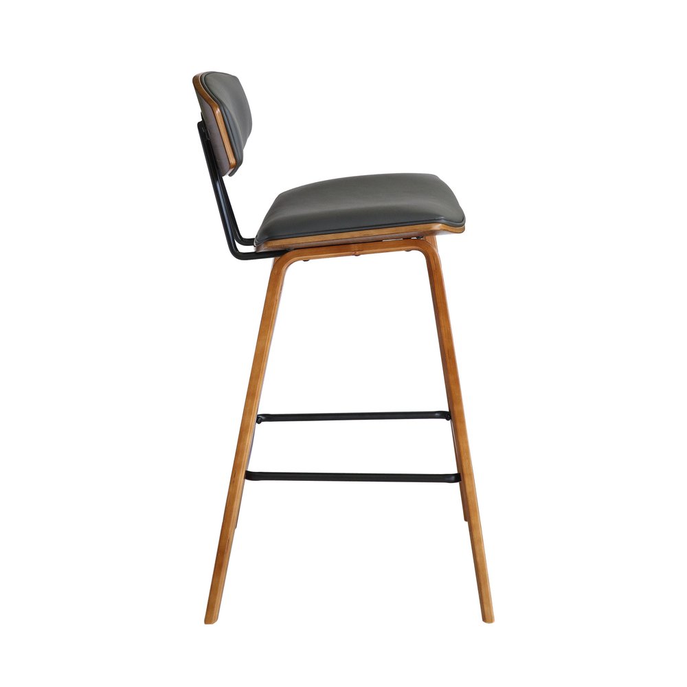 26" Gray And Brown Fabric And Iron Low Back Counter Height Bar Chair HomeRoots