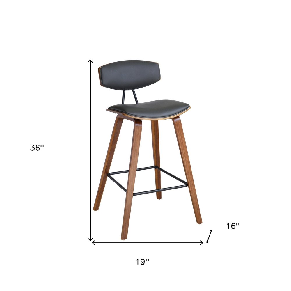 26" Gray And Brown Fabric And Iron Low Back Counter Height Bar Chair HomeRoots