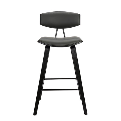 26" Gray And Black Faux Leather And Iron Low Back Counter Height Bar Chair HomeRoots