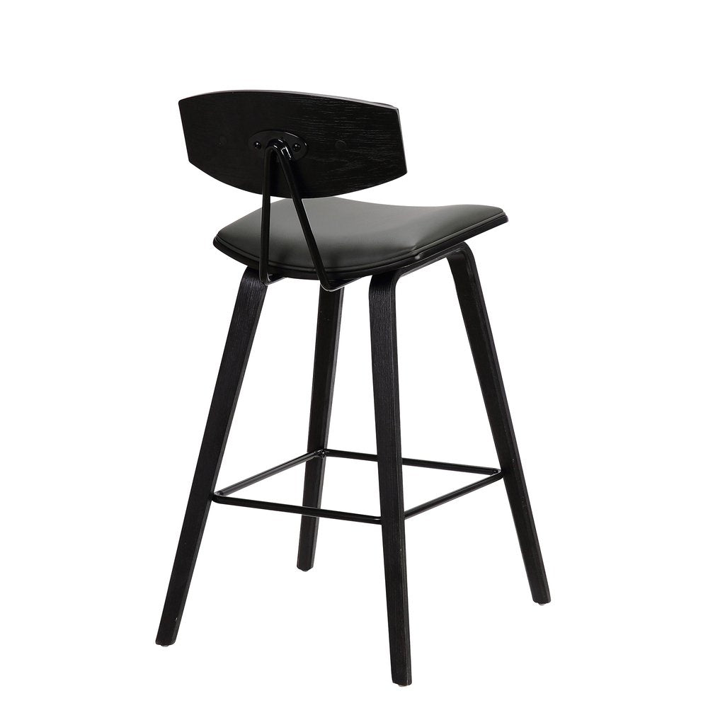 26" Gray And Black Faux Leather And Iron Low Back Counter Height Bar Chair HomeRoots