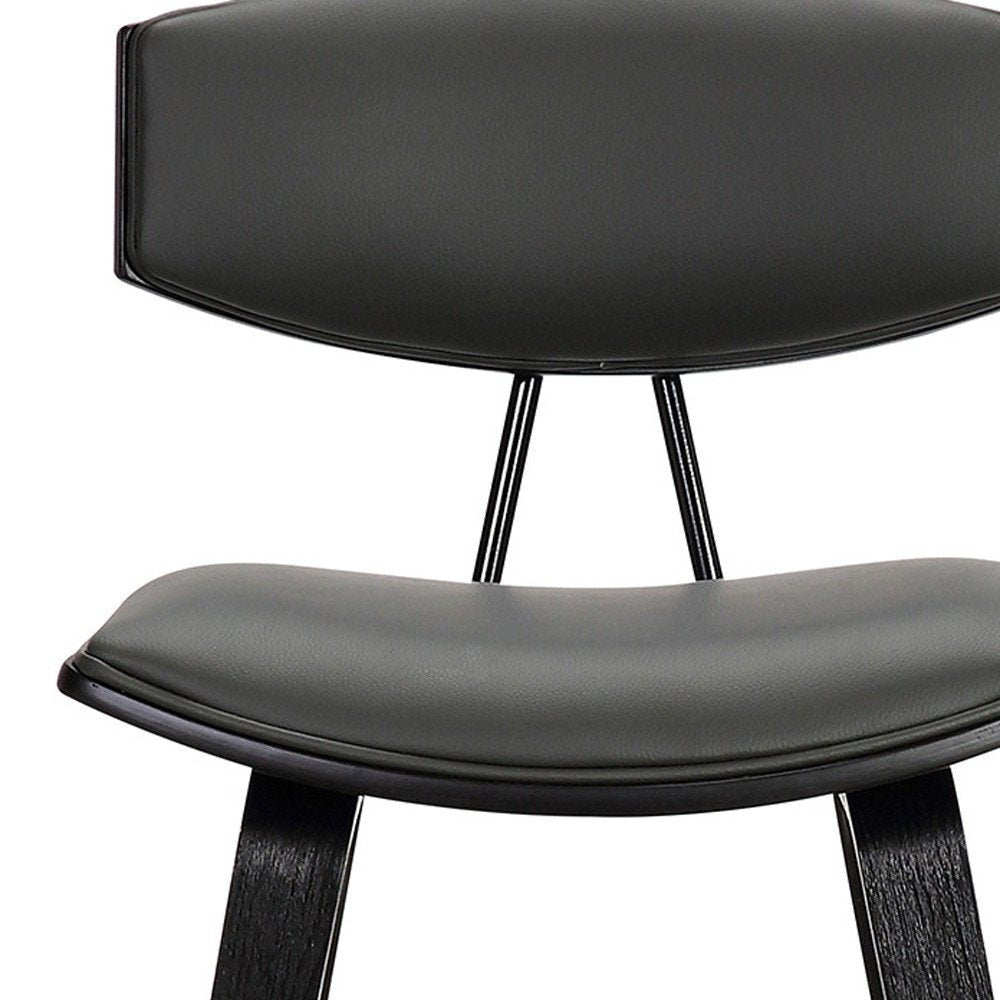 26" Gray And Black Faux Leather And Iron Low Back Counter Height Bar Chair HomeRoots