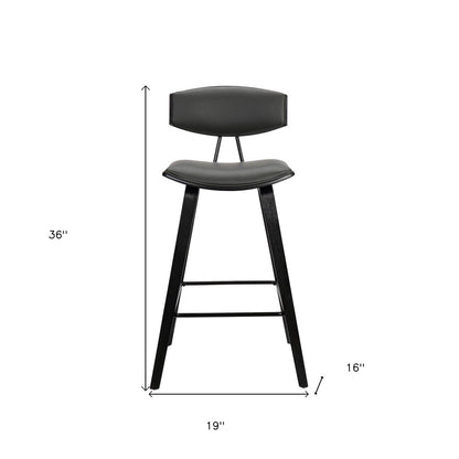 26" Gray And Black Faux Leather And Iron Low Back Counter Height Bar Chair HomeRoots