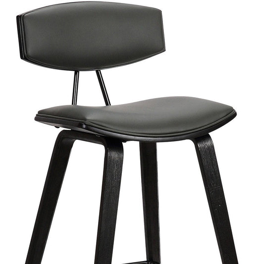 26" Gray And Black Faux Leather And Iron Low Back Counter Height Bar Chair HomeRoots