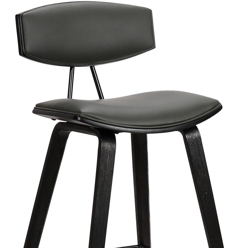26" Gray And Black Faux Leather And Iron Low Back Counter Height Bar Chair HomeRoots