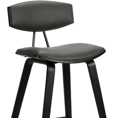 26" Gray And Black Faux Leather And Iron Low Back Counter Height Bar Chair HomeRoots