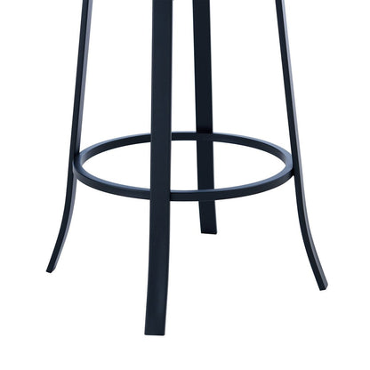 26" Gray And Black Faux Leather And Iron Swivel Counter Height Bar Chair HomeRoots