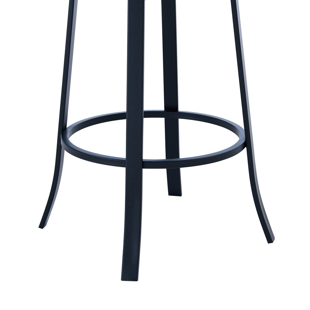 26" Gray And Black Faux Leather And Fabric And Iron Counter Height Swivel Bar Chair HomeRoots