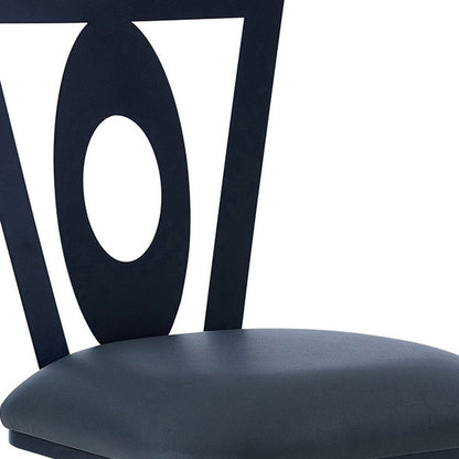 26" Gray And Black Faux Leather And Fabric And Iron Counter Height Swivel Bar Chair HomeRoots