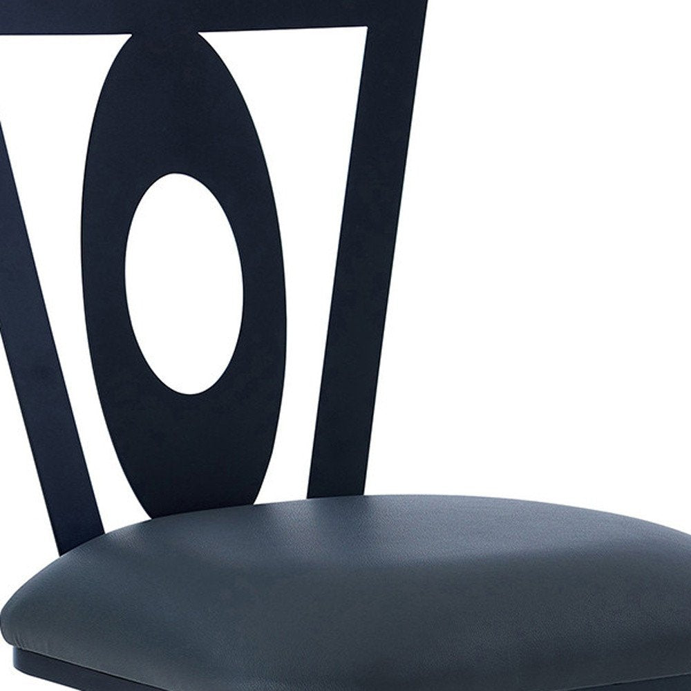 26" Gray And Black Faux Leather And Iron Swivel Counter Height Bar Chair HomeRoots