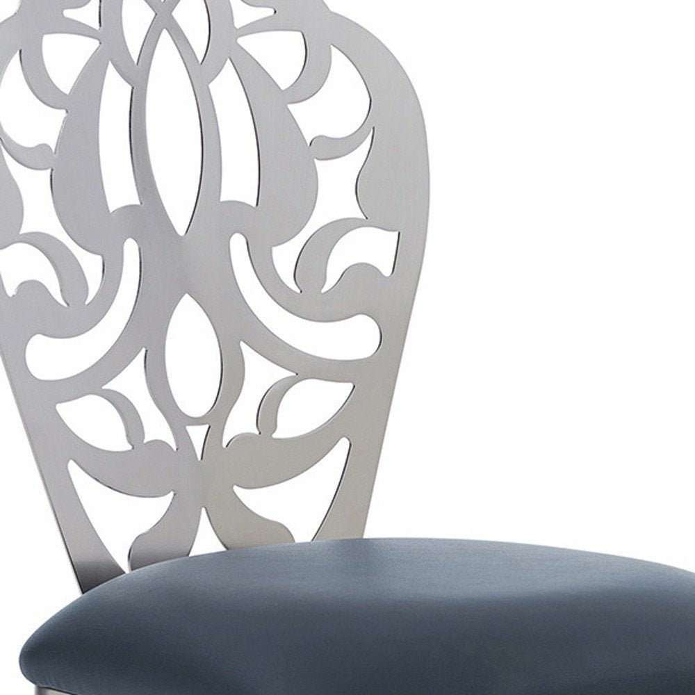 30" Gray And Silver Iron Swivel Bar Height Bar Chair HomeRoots