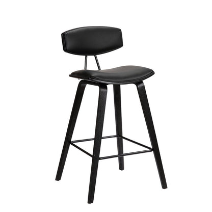29" Black Faux Leather And Iron Low Back Bar Height Bar Chair HomeRoots
