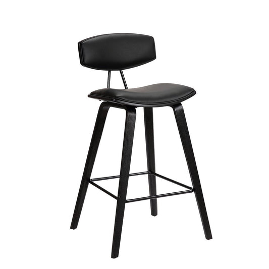 29" Black Faux Leather And Iron Low Back Bar Height Bar Chair HomeRoots