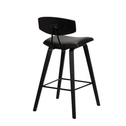 29" Black Faux Leather And Iron Low Back Bar Height Bar Chair HomeRoots