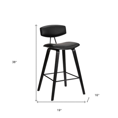 29" Black Faux Leather And Iron Low Back Bar Height Bar Chair HomeRoots