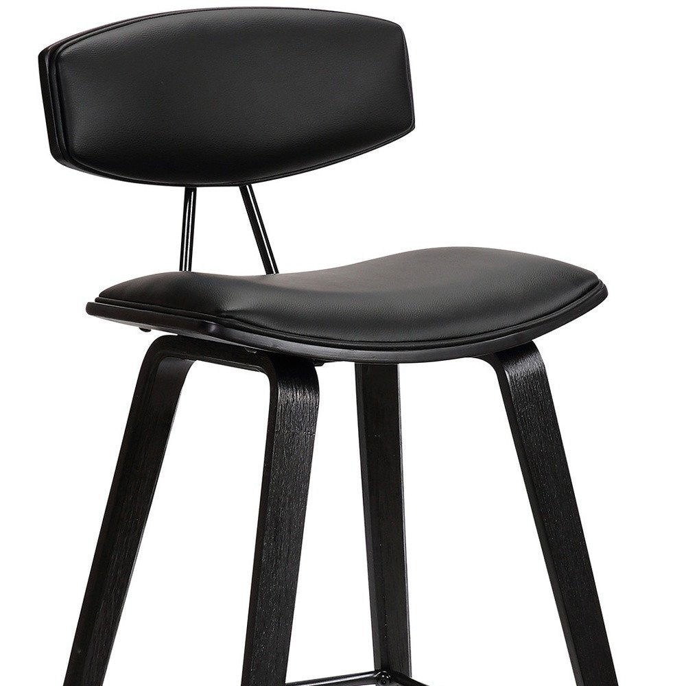29" Black Faux Leather And Iron Low Back Bar Height Bar Chair HomeRoots
