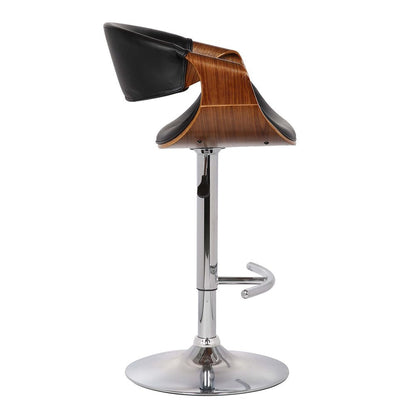 Black And Silver Fabric And Solid Wood Low Back Adjustable Height Swivel Bar Chair HomeRoots