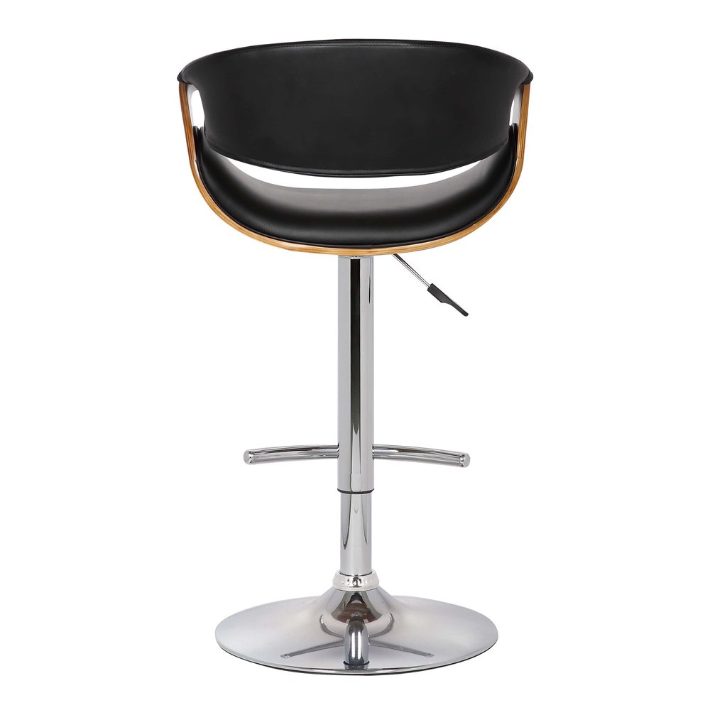 Black And Silver Fabric And Solid Wood Low Back Adjustable Height Swivel Bar Chair HomeRoots