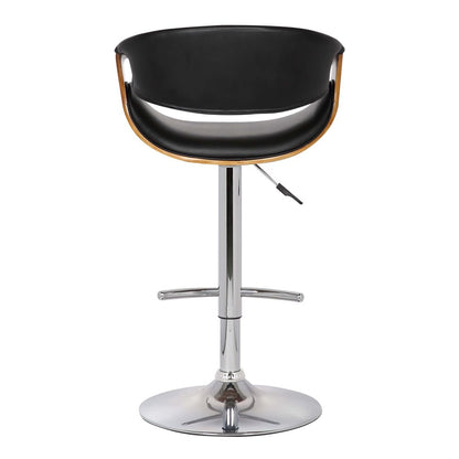 Black And Silver Fabric And Solid Wood Low Back Adjustable Height Swivel Bar Chair HomeRoots
