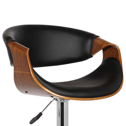 Black And Silver Fabric And Solid Wood Low Back Adjustable Height Swivel Bar Chair HomeRoots