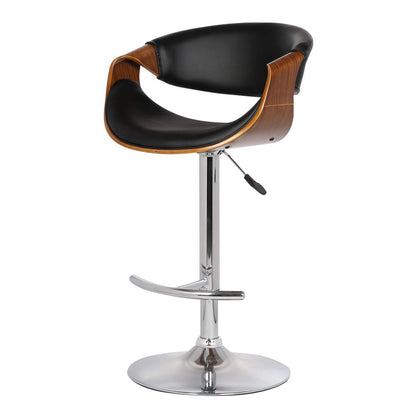 Black And Silver Fabric And Solid Wood Low Back Adjustable Height Swivel Bar Chair HomeRoots