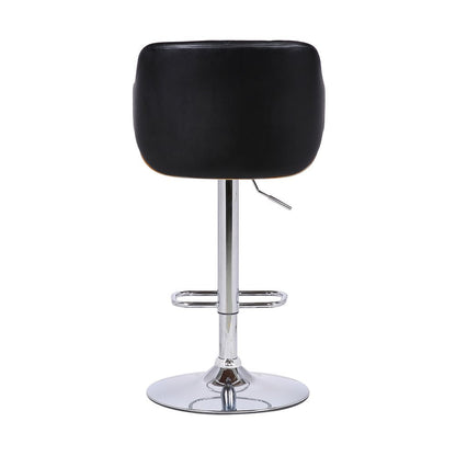 Black And Silver Faux Leather And Fabric And Iron Low Back Adjustable Height Swivel Bar Chair HomeRoots