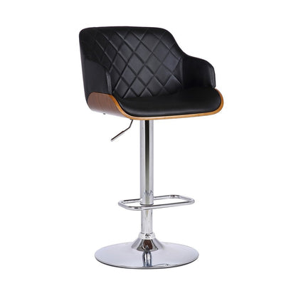 Black And Silver Faux Leather And Fabric And Iron Low Back Adjustable Height Swivel Bar Chair HomeRoots