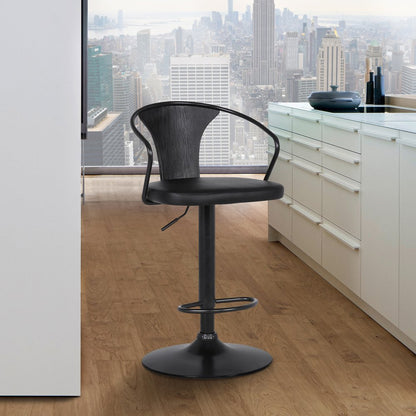 Black Fabric And Iron Low Back Adjustable Height Swivel Bar Chair HomeRoots