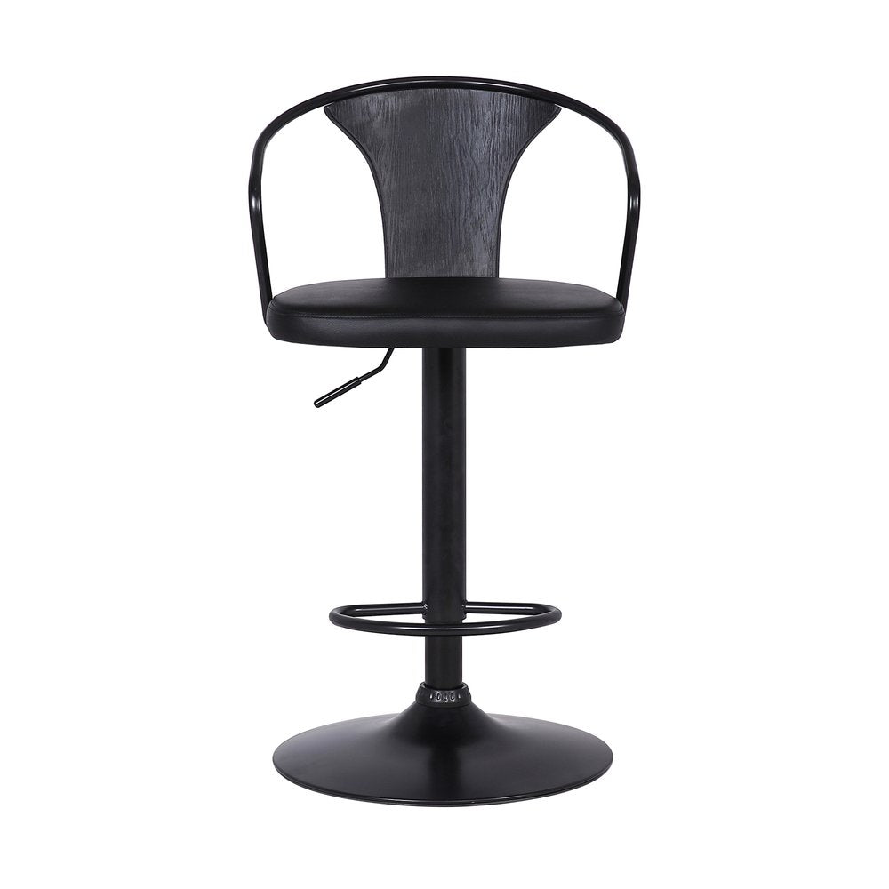 Black Fabric And Iron Low Back Adjustable Height Swivel Bar Chair HomeRoots